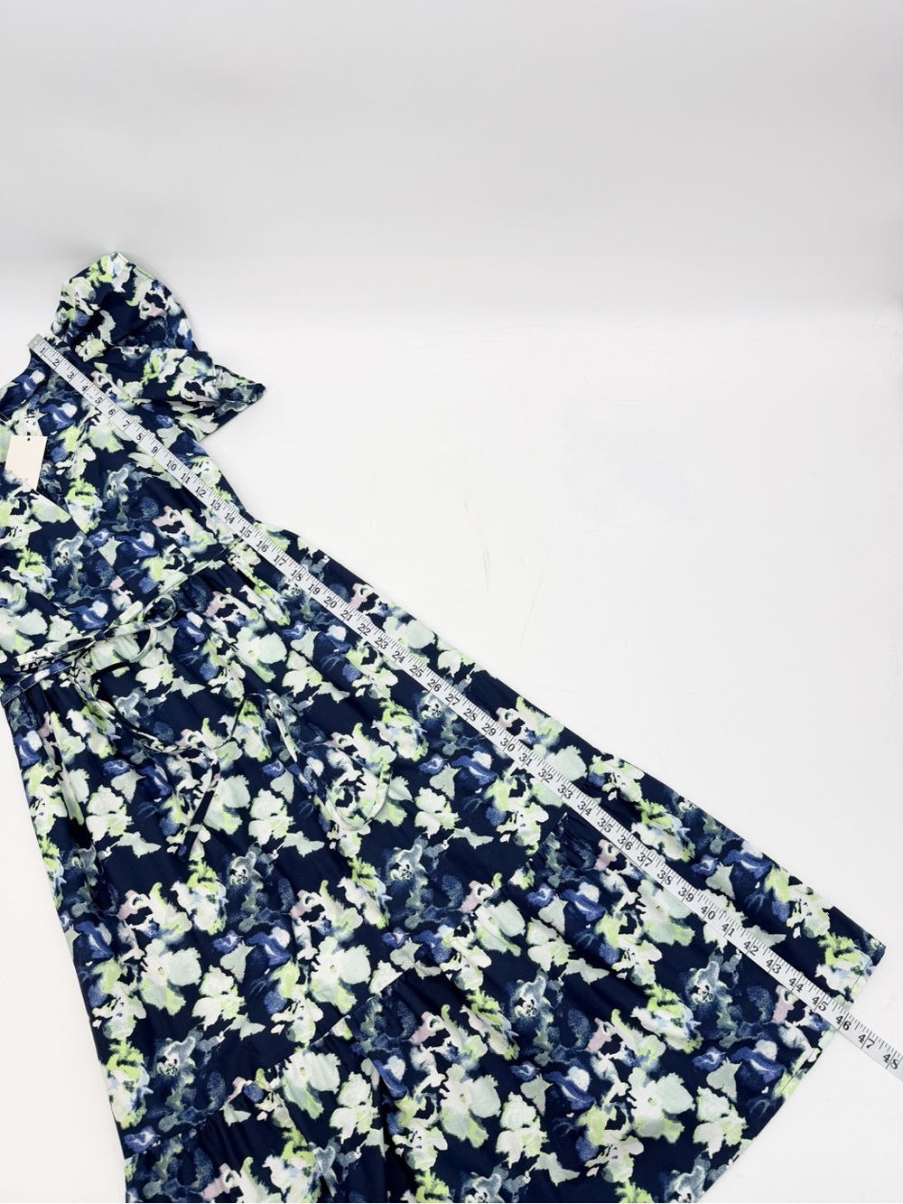 A New Day Navy Blue Floral Ruffle Sleeve Midi Dress XS NWT - Picture 12 of 13